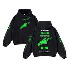 Retro #4 Kawasaki Racing Washed Hoodie MotorGP World Champion Enthusias
