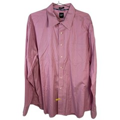 GAP Men’s XXL 18-18.5 Shirt Pink Micro Houndstooth Classic Fit 100% Cotton