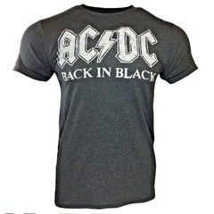 AC DC Mens Tee T Shirt -BACK IN BLACK -Tour Rock Band Music Vintage Gray -NEW