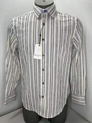 Robert Graham Mens Shirt White/Multi Size S, Stamford Classic Fit Long Sleeve