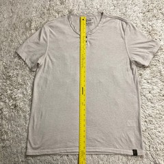 Lucky Brand Henley T-Shirt Mens Large Beige Venice Burnout Short Sleeve Button