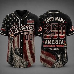 America 250th Anniversary Baseball Jersey Custom Name Jersey 4th of July Gift 17