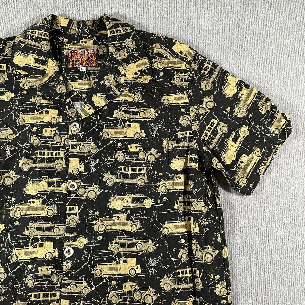 Flameless Designs Vintage Cars Large Shirt Button Up Shirt Handmade Austin Texas