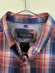 Ariat Pro Series Shirt Mens S Blue Red Plaid Long Sleeve Button Down Flint