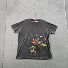 VINTAGE Mad Engine x Marvel Men Shirt Gray Graphic Heroes Avengers Short Sleeve