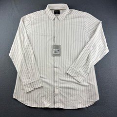 BYLT Dress Shirt Mens 2XL White Executive Stretch 2.0 Micro Stripe Button Up New