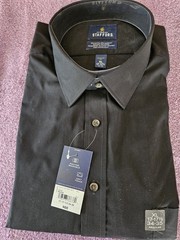 Stafford mens long sleeve dress shirt black cotton/poly XL. NWT.