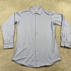 Mizzen+Main Shirt Mens M Blue Herringbone Performance Stretch Trim Fit Button Up