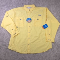 Columbia PFG Shirt Mens XXL Bahama II Long Sleeve Yellow Fishing Button New NWT