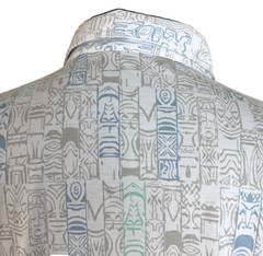 Travis Mathew Polo Shirt Mens Medium White Tiki Overall Print