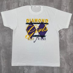 Vintage Diamond Cabaret T-Shirt Mens XL White Strip Gentlemans Club Girls 80s