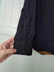 Gustin Heavy Denim SL Work Shirt Men’s Sz S Indigo Long Sleeve Button Up Cotton