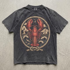 Vintage Nautical Lobster Comfort Tee Coastal Ocean Beach Seafood Lover Gift