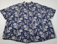 Vatpave Button Up Shirt Men’s 3XL XXXL Floral Scrolls Short Sleeve Texture Artsy