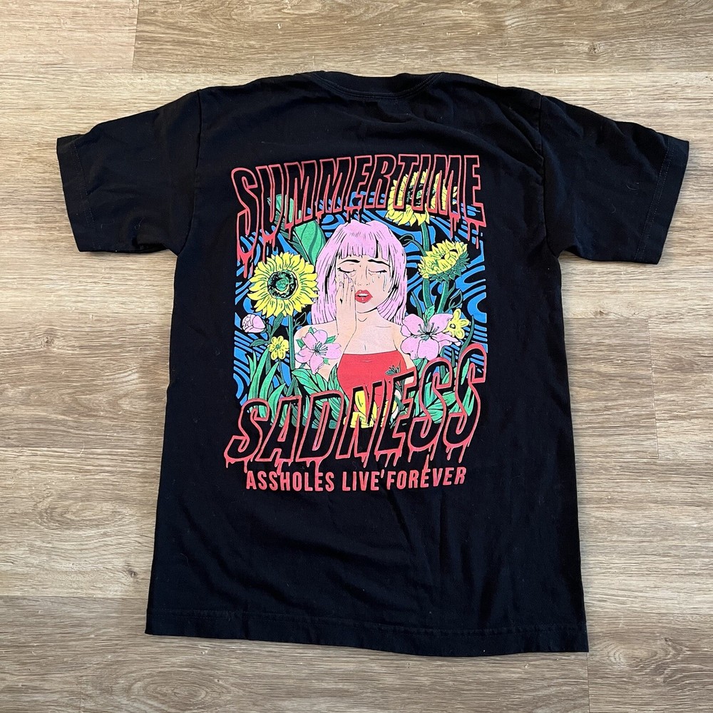 Linda Finegold Summertime Sadness A**holes Live Forever Sz S Black Shirt