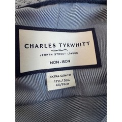Charles Tyrwhitt Mens Non-Iron Stretch Shirt Steel Blue Extra Slim Fit 17.5/35