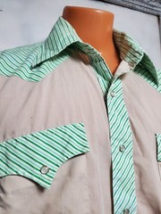 Vtg Champion Westerns (Brand) Men’s Shirt Cowboy Rodeo Contrast Yokes L 60s 70s