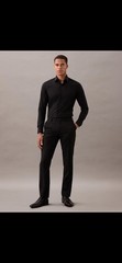 Calvin Klein Men’s Black Slim Fit Dress Shirt|Refined Cotton | 15.5 Neck