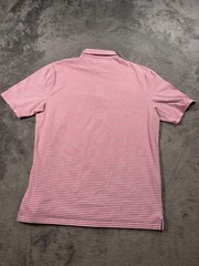 Johnnie-O Hangin Out Polo Shirt Mens Medium Red Stripe Surf Pocket Stretch