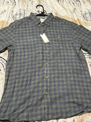 ROWM Men Medium Blue Green Check Button Front Shirt Long Sleeve NWT MSRP $49.50