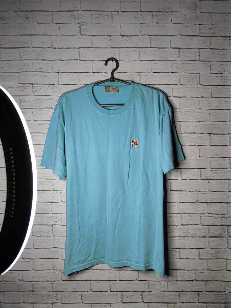 Maison Kitsuné Fox Head Cotton T-shirt | Blue Color size M-L Mens