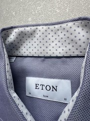 Eton Premium Slim Fit Steel Blue Grey Cutaway Collar Shirt Men’s Size S 38