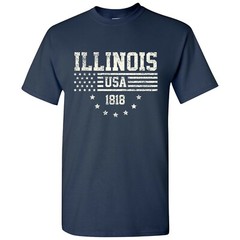 USA Flag Statehood Illinois 1818 – America Founding State Pride T Shirt – Navy