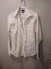 Men Slim Fit White Button Down Shirt S 34-36