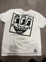 Keith Haring x Shoe Palace Three Eyed Face Heart – Men Medium White T-Shirt Z5