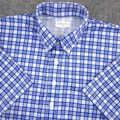 Collars & Co Polo Shirt Mens S Blue Plaid Performance Golf Button Down Preppy