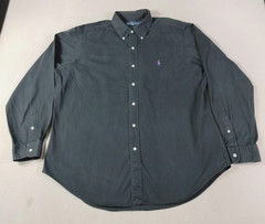 Ralph Lauren Shirt Mens XL Black Twill Long Sleeve Button Down Classic Fit Pony