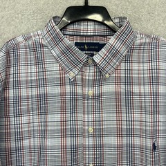 Ralph Lauren Shirt Men 3XB Blue Red Plaid Long Sleeve Button Down Casual Stretch