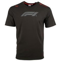 PUMA F1 Essentials Relaxed Crew Neck Short Sleeve T-Shirt Mens Black Casual Tops