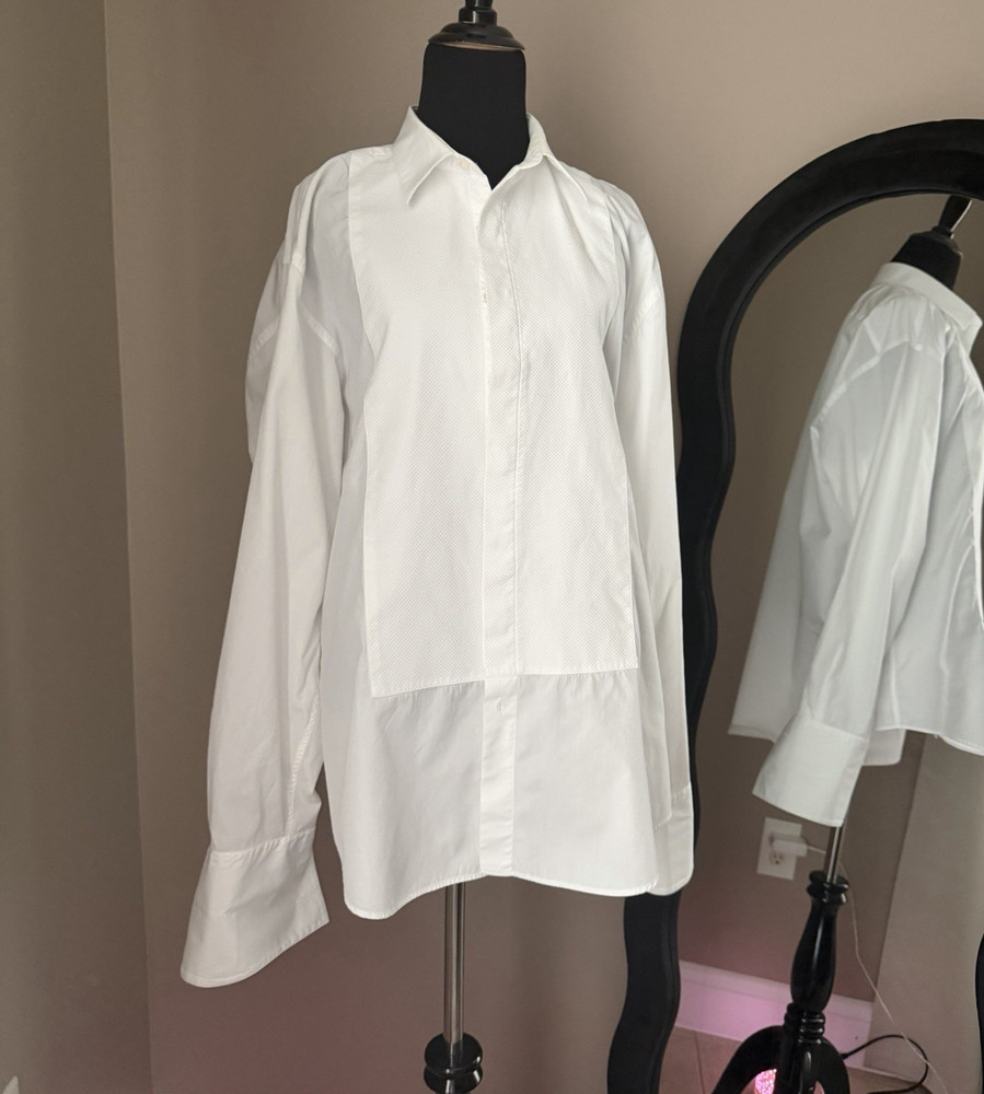 Saks Fifth Avenue Exclusive Non-Iron White Cotton French Cuff 16.5 34/35