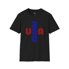 USA 250 hand-drawn hidden wordart unisex Gildan soft style tshirt- XXL black