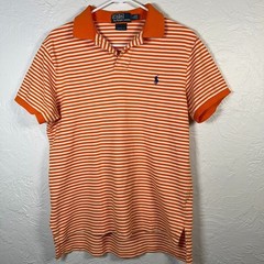Polo Ralph Lauren Custom Fit Striped Polo Shirt Orange White Men’s L Preppy