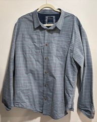 prAna Men’s Blue Plaid Button-Down Shirt Slim Fit Long Sleeve XL RG