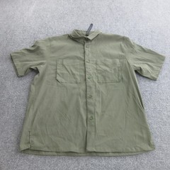 Lululemon Shirt Mens Large Green Solid Short Sleeve Button Front Woven Casual