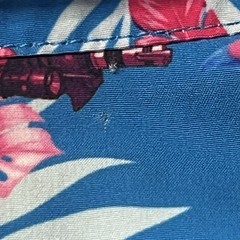 Retro Rifle Hibiscus Gun Floral Print Hawaiian Shirt Short Sleeve Mens XL Blue