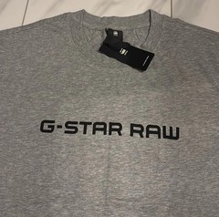 G-Star Raw Script Logo T-Shirt Gray Black New