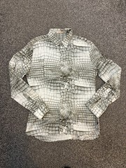 John Galliano Men’s Snakeskin Python Print Long Sleeve Shirt Grey Size 50