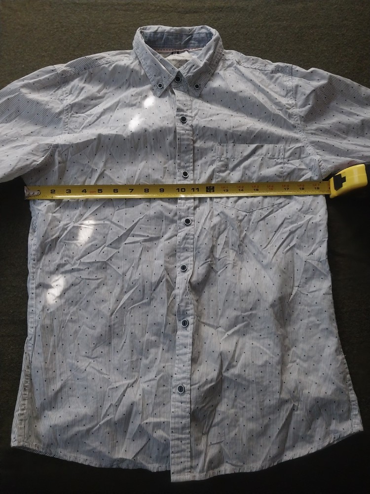 Native Code New W/Out Tags Medium Stripe/Polka Dot White/Blue Long Sleeve Shirt