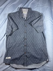 Men’s Vintage 7 Diamonds Blue Short Sleeve Button Up Size XL