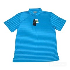 PGA Tour Blue Stripes Quick Dry Golf Polo Shirts Mens Size Large