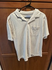 Old Navy Men’s White Solid Polo Shirt L Short Sleeve Collared Pocket