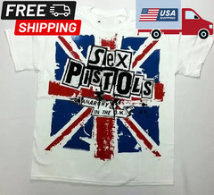 Sex Pistols Anarchy In UK T Shirt , Short Sleeve Cotton T-shirt, Size S to 5XL