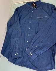 Corvette Shirt Mens 3XL XXXL Chambray Button Down Long Sleeve 100% Cotton Pocket