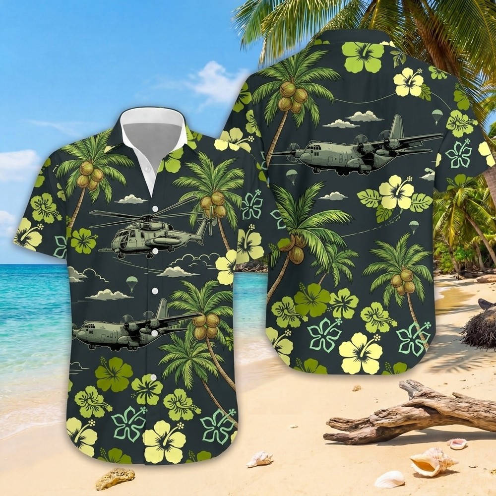 Hawaiian Shirt Hibiscus Green Flowers And Tropical Leaves Fabric#20