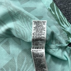 Quiksilver Waterman Shirt Mens Medium Green Tapa Hawaiian Aloha Button Up Tribal