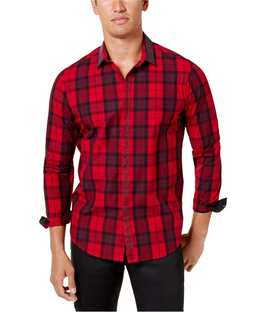I.N.C Mens Beaded Button Up Shirt